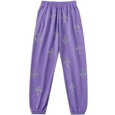 Streetgarm Unknown Cross Rhinestone Joggers - Purple 3 Streetgarm Unknown Cross Rhinestone Joggers - Purple