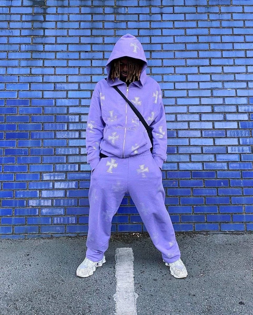 Streetgarm Unknown Cross Rhinestone Joggers - Purple 4 Streetgarm Unknown Cross Rhinestone Joggers - Purple