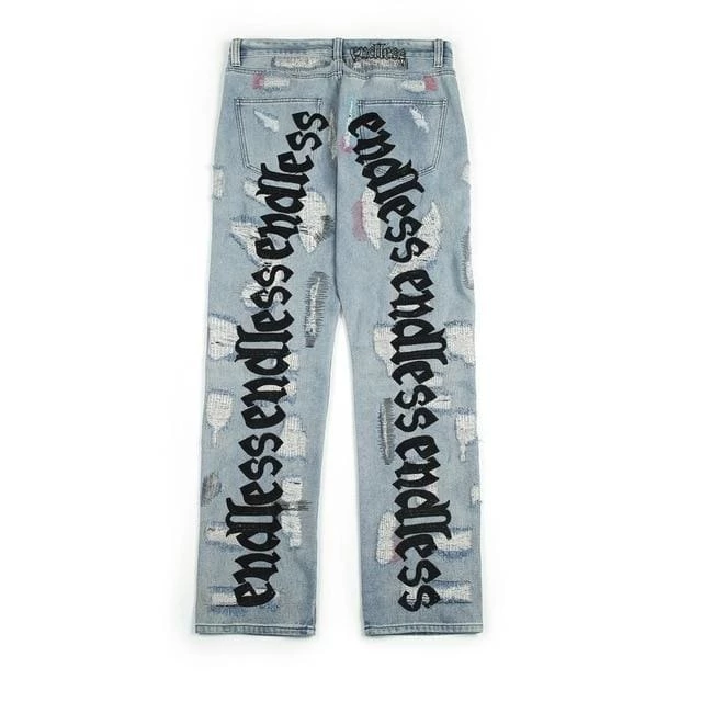 Streetgarm Vlone X Endless Distressed Denim Jeans NEW 3 Streetgarm Vlone X Endless Distressed Denim Jeans NEW