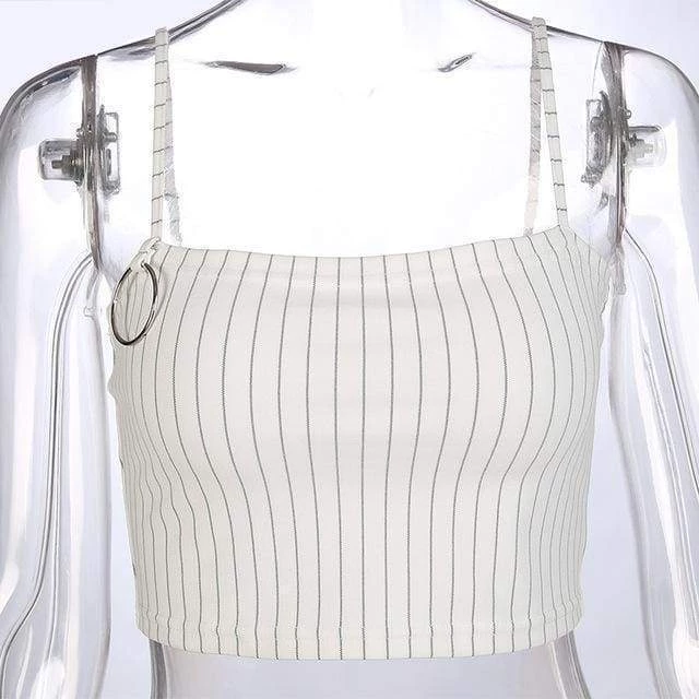 Streetgarm White Pin Stripe Crop Top NEW 6 Streetgarm White Pin Stripe Crop Top NEW