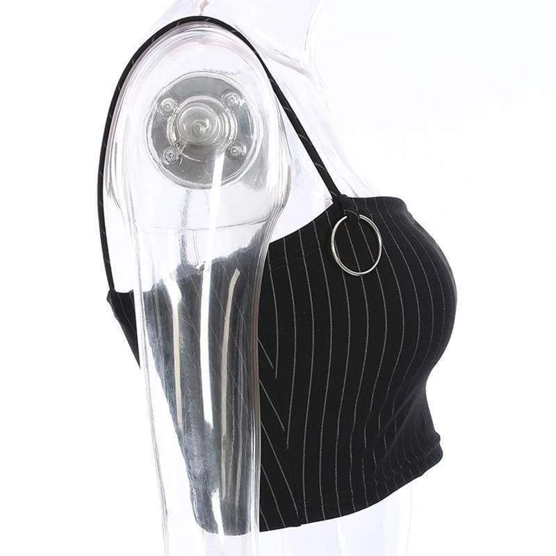 Streetgarm White Pin Stripe Crop Top NEW 5 Streetgarm White Pin Stripe Crop Top NEW