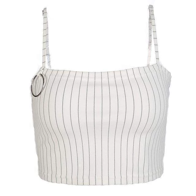 Streetgarm White Pin Stripe Crop Top NEW 3 Streetgarm White Pin Stripe Crop Top NEW