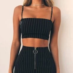 Streetgarm White Pin Stripe Crop Top NEW 11 Streetgarm White Pin Stripe Crop Top NEW