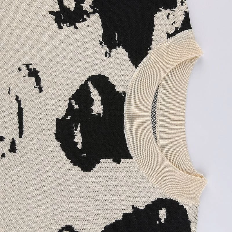 Streetgarm NEW Y2K Abstract Face Jumper 7 Streetgarm NEW Y2K Abstract Face Jumper