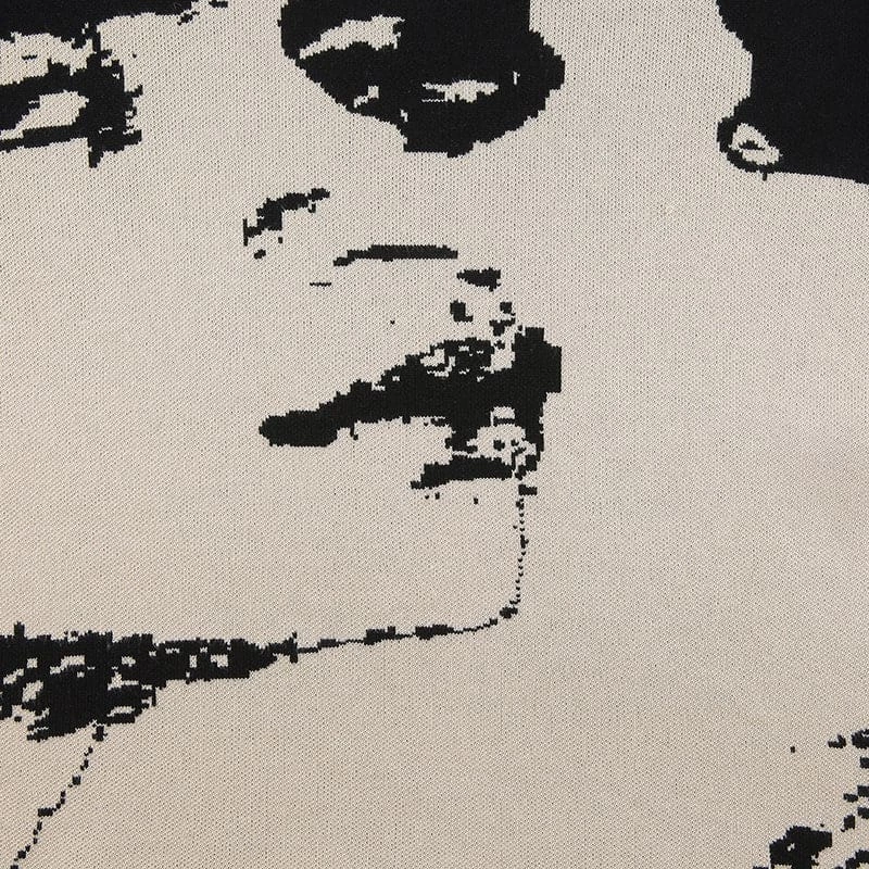 Streetgarm NEW Y2K Abstract Face Jumper 9 Streetgarm NEW Y2K Abstract Face Jumper