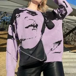 Streetgarm NEW Y2K Abstract Face Jumper