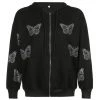 Streetgarm Y2K Butterfly Rhinestone Zip Hoodie